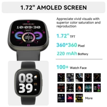 Smartwatch de 1.72 pulgadas para hombres y mujeres, compatible con Android e iOS, con múltiples modos deportivos, salud de la mujer, podómetro, personalización de fondos de pantalla y batería de 220 mAh - Rosa - Ver 4