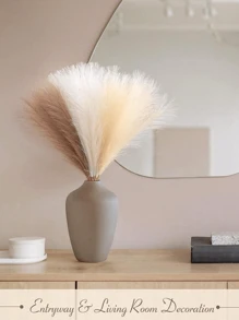 18pcs-Artificial Reed Deep Purple Color Grass Boho Decor Faux Pampas Grass Large Tall Fluffy Artificial Fake Flower Bulrush Reed Grass For Autumn Vase Filler Farmhouse Home Kitchen Bohemian Decoration, Room, Wedding Party Decor, Valentine Day, Gift, Mother's Day,Gift For My Mother,Home Decor,Room Decor,Wedding,Gifts For Ladies, Halloween Decorations, Christmas Gifts, Back To School Supplies