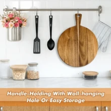 1pc Rosewood Handle Pizza Board - Cutting Board, Serving Tray, Suitable For Pizza, Meat Cutting, Serving Fruits, Candies, Desserts, Sushi, Cheese, Decorative Platter Pizza Plate - Kitchen Wooden Tray, Pizza Tray, Breakfast Tray, Home Kitchen, Restaurant Kitchen Service, Party, Afternoon Tea, Family Gathering, Outdoor Camping, Birthday, Back To School, Eid, Graduation, Wedding