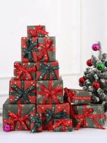 4/1 peças Fitas de Caixa de Presente de Natal de 900 polegadas, Fitas Decorativas de Caixa de Bolo e Flor, Fitas Vermelhas e Verdes de Boneco de Neve, Árvore de Natal e Bengala de Doce, Fitas de Cetim DIY para Embrulho de Presente para Aniversário, Casamento, Natal