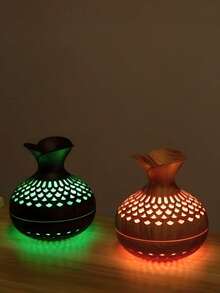LED Mini Wooden Vase Air Humidifier Light Humidifier - Random Color - View 1