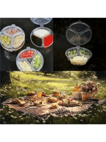 5/10/20 Sets Of 10pcs Reusable Snack Boxes With Lids, 3-Compartment Design, For Storing Small Reusable Condiment Containers - Transparent - View 7