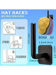 4PCS Metal Wall Hooks – Rustproof Adhesive Hangers For Modern Home & Office, No Drilling Required - 黑色 - 查看 4