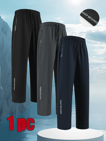 1 Paar Herren Schnell-Trocknende Sportliche Lässig Hose, mit Kordelzug an der Taille und atmungsaktivem Seitenbuchstabendesign. Dünn und kühl im Sommer, geeignet für Fitness, Outdoor-Ausflüge und Alltagsausflüge.