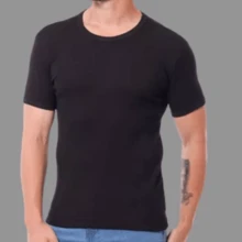 Men's 100% Ribbed T-Shirt - Black - View 3
