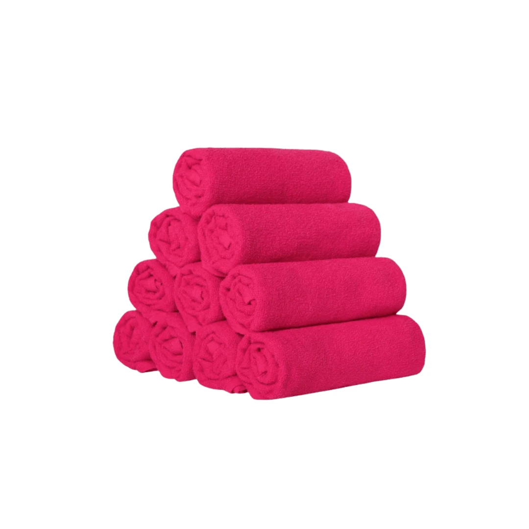 Kit With 10 Manicure And Pedicure Towels – 23x48cm | Super Soft Touch And High Absorption - Hồng - Xem 1