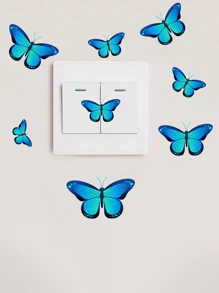 8pcs/Set Glow-In-The-Dark Blue Butterfly Decorative Stickers For Bedroom And Living Room Room Decor Home Decor Wall Stickers Wall Decor Personalised Stickers