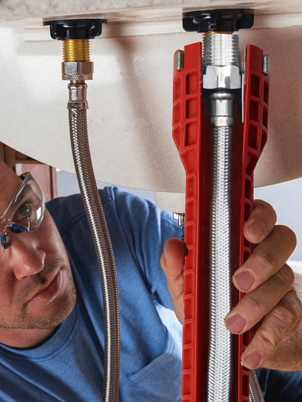 8-in-1 multifunktionaler Waschbecken Badezimmer Schraubenschlüssel, Sanitärinstallations-Werkzeug für Haushalt, Rohrreparatur- und Abnahmewerkzeug für Waschbecken, Wand und Türen