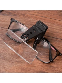 Clip On Magnifying Glass, 1.5 X 2.5 X 3.5x Magnifying Plastic Shell Clip On Glasses Type Magnifying Glass, 3 Transparent Magnifying Glass Lenses, Used For Reading By Children, Elderly, Handheld (Transparent)