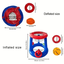 1 Set aufblasbarer Pool Basketball Set, mit schwimmenden Ringen, Strandball Wurfspiel, Pool Aufblasbares, geeignet für Sommerfest Unterhaltung, Wasserkampfspiele, ohne Strom erforderlich, strapazierfähiges PVC Material, Outdoor Wasseraktivitätsausrüstung | Interessantes Design | Aufblasbare Struktur, ideales Urlaubs- oder Geburtstagsgeschenk, geeignet für Familienunterhaltung und Outdoor-Erholung, Wasserspiele, Strandspiele, Outdoor-Spiele, Sport und Unterhaltung, Pool Aufblasbares