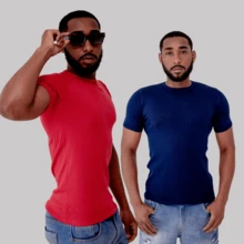 Men's 100% Ribbed T-Shirt - Navy Blue - View 2