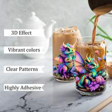 12PCS/SET UV DTF Transfer Stickers Purple Dragon Style UV DTF Cup Wrap Suitable For Glasses, Notebooks, Computers, Tables And Chairs, Etc. For DIY Creativity, High Viscosity UV DTF Cup Sticker(Mug Not Included)