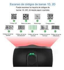Escáner De Código De Barras De Escritorio 1d/2d/qr Lector Qr - Negro - Ver 2