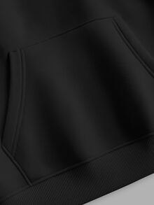 Men's Sweatshirt Kangaroo Cold Weather Top With Plain Hood Without Print - màu đen - Xem 2