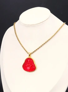 1 pieza Colgante de collar de Buda de jade brillante multicolor, collar de joyas de moda simple, regalo exquisito de joyería de lujo