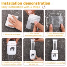 Automatischer Zahnpastaspender mit Zahnbürstenhalter, wandmontiert, manuelle Zahnpastatube Spender, ohne Strom oder Batterie, leichtes Design für Zuhause