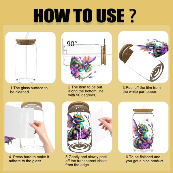 12PCS/SET UV DTF Transfer Stickers Purple Dragon Style UV DTF Cup Wrap Suitable For Glasses, Notebooks, Computers, Tables And Chairs, Etc. For DIY Creativity, High Viscosity UV DTF Cup Sticker(Mug Not Included)