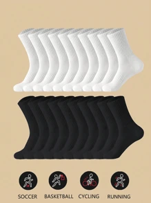 5 Pairs Of Black And White Thick Men's And Women's Winter Socks, Fashionable, Casual, Comfortable, Breathable, Odor Proof, Outdoor Sports, Running, Fitness, Compression Knee Socks, Black And White High Tube Socks For Business And Leisure Vacations