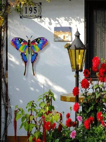 Creative Iron Butterfly Wall Hanging Decor, Outdoor Garden Landscape Villa Home Crafts Ornament Gift