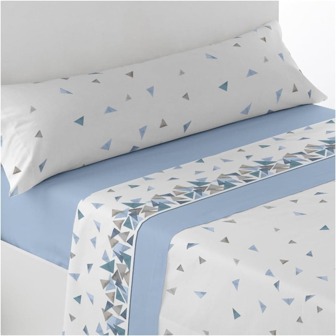 Kynley Juego de Sabanas 3 Piezas, Sabana de Poliéster Microfibra, Sábana Bajera, Sábana Plana y 1 Funda de Almohada para Cama 90/105/135/150, dos colores. Modelo Conos