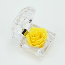 Boîte à bague rose éternelle en 9 couleurs | Bijou de fleur préservée, cadeau pour les mariages, la Saint-Valentin et les souvenirs de mariée (boîte-cadeau de luxe), plantes artificielles