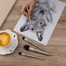 3 pièces Ensemble de stylos mixtes pour artistes - Pinceaux éponge lavables et réutilisables pour le croquis et la peinture - Parfait pour l'estompage, la surbrillance et la correction, pour la rentrée scolaire, fournitures scolaires