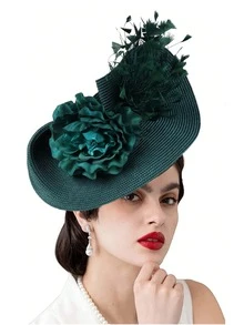 1pc Women Fascinator Feather Flower Hair Clip Headband Straw Hat Bridal Headband Derby Hat Cocktail Tea Party Prom Hair Accessories Mini Hats Tiny Hats Mini Top Hat Mini Cap, School Stuff, Gifts, Wedding
