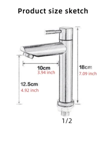 1 pezzo Rubinetto lavandino in acciaio inossidabile, rubinetto acqua fredda singolo, montaggio su piano lavandino, disponibile in cromato, nero, oro