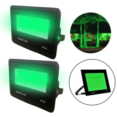 Refletor Luminária Holofote LED Verde 50W Bivolt IP66 Iluminação Externa Estilosa Aprova de Água TF150VZ16