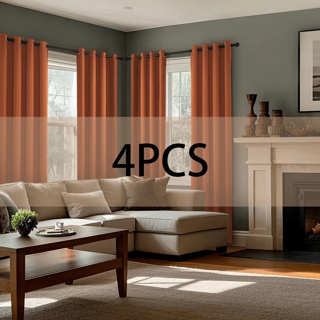 4-Piece Blackout Curtain Set To Keep Your Room Cool And Dark, Bedroom And Living Room, 3-Layer High-Precision Fabric, 99% Blackout Curtains - trái cam - Xem 1