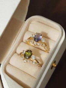 1 pieza Anillo de plata de ley 925 en forma de oliva con micro-pavé ovalado, elegante para mujer, adecuado para fiestas, uso diario, Día de San Valentín, regalo de aniversario