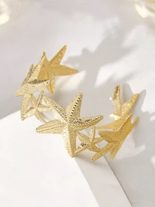 1pc Metal Fashionable Beach Style Ocean Animal Hand Bracelet, Adjustable Open Starfish Bracelet For Women, Versatile Daily And Street Wear Jewelry