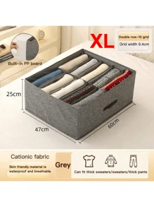 1PC Gray Clothes Storage Box, Pants Storage Box, Partition Storage Tool, Wardrobe Storage, Double Row Clothes And Pants Storage Box, Suitable For Home Storage And Organization