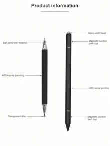 Magnetic Plastic 3-In-1 Capacitive Stylus, Compatible With Apple & Android Tablets, Smartphones, Multi-Function Capacitive Pen For Touch Screen, Handwriting, Drawing, Office, Compatible With IPad, Tablet, Dual Tip - Multicolor - View 4