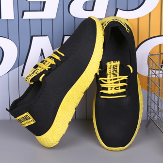 透气休闲软底舒适学生鞋轻便跑步鞋（红色鞋带随机文字）