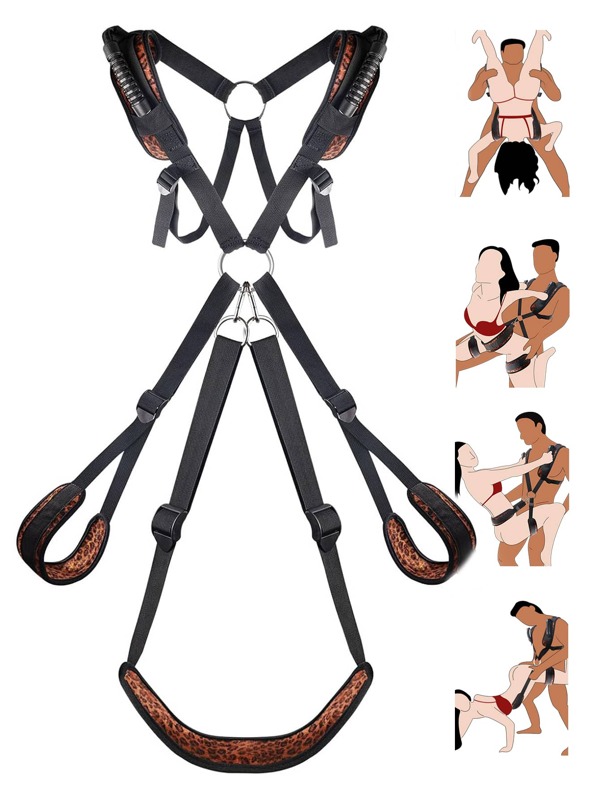 LIKETHAT BDSM-Tür-Sexspielzeug, Sexschaukel, Bondage, weiche Plüsch-Sexschlingen mit Hüftgurtunterstützung, hängende Türhandschellen, Beinfesseln, Spreizer, Sexspielzeug für Paar, SM-Produkt, verstellbarer Schultergurt mit Plüsch-Sitzkissen, Sexmöbel für das Vergnügen von Frauen, Sexspiele für Erwachsene, Selver 2-in-1-Tür-Sexschaukel und Oberschenkelschlinge, Sexfesseln, Liebesschlingen, Bondage-Ausrüstung, hält bis zu 136 kg