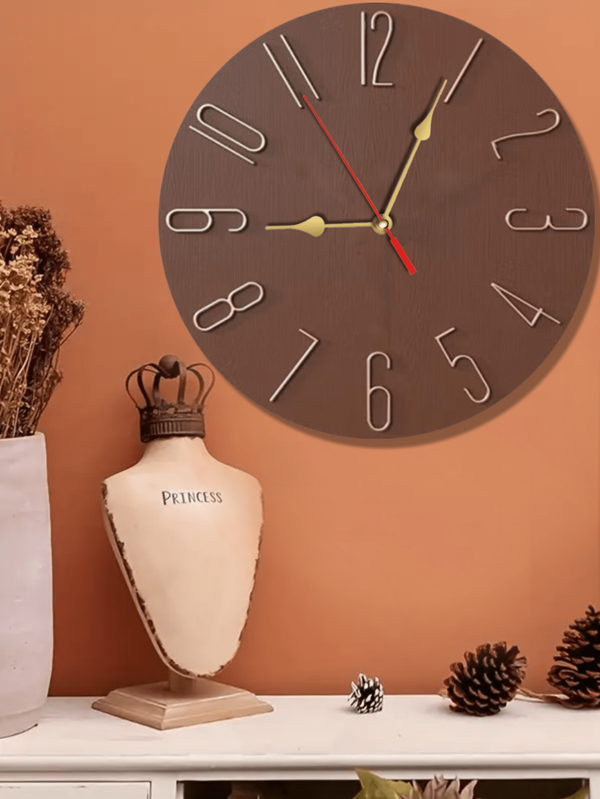 Wooden Wall Clock Silent No Ticking Modern Style Wooden Wall Clock Decoration Suitable For Office Home Bedroom School Brown Room Decor Bedroom Decor Dormitory Decor Back To School School Decor School Surprise