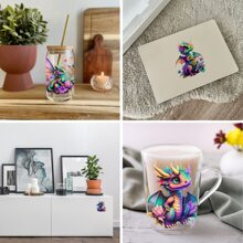 12PCS/SET UV DTF Transfer Stickers Purple Dragon Style UV DTF Cup Wrap Suitable For Glasses, Notebooks, Computers, Tables And Chairs, Etc. For DIY Creativity, High Viscosity UV DTF Cup Sticker(Mug Not Included)