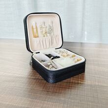 1 pezzo Scatola portagioie in pelle PU con specchio, custodia portatile per esporre gioielli, scatola regalo per orecchini, collane, anelli, orologi, bracciali, rossetti e altri accessori, scatola a doppio strato per riporre oggetti