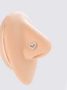 Toppiercing 1pc Funky Stainless Steel Cubic Zirconia Heart Decor Nose Stud For Women For Daily Decoration Valentines