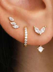 6-Piece Set Of Simple And Elegant Faux Pearl & Rhinestone Bowknot, Leaf And Flower Copper Ear Clips – Suitable For Ladies' Dating, Vacation, Banquets, Parties And Daily Wear