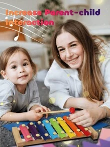Xilofono colorato in legno per bambini - Giocattolo musicale educativo Montessori, strumento a percussione a 8 note con bacchette, ideale per bambini da 0 a 3 anni, regalo perfetto per Ognissanti, Natale, compleanni