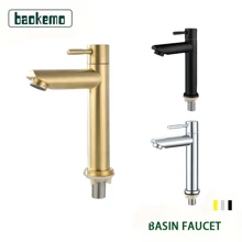 1 pezzo Rubinetto lavandino in acciaio inossidabile, rubinetto acqua fredda singolo, montaggio su piano lavandino, disponibile in cromato, nero, oro