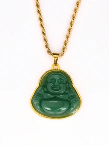1 pieza Colgante de collar de Buda de jade brillante multicolor, collar de joyas de moda simple, regalo exquisito de joyería de lujo