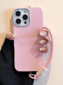 Keychain,Lanyard Deluxe Genuine Leather Shockproof Protective Case With Matching Wrist Strap | Pink Peony/Cotton Candy White | Compatible With Apple 16/15/14/13/12/11 Pro Max, A02/A3/A05 And Redmi 9A/9C/10C, And Redmi | Mature, Light And Ideal Gift