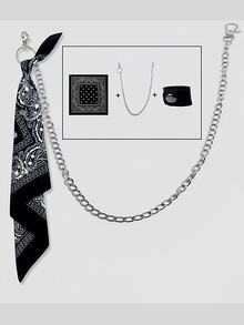 1条时尚百搭腰果花印花围巾，嘻哈街舞风格头巾 - 彩色 - 查看 3