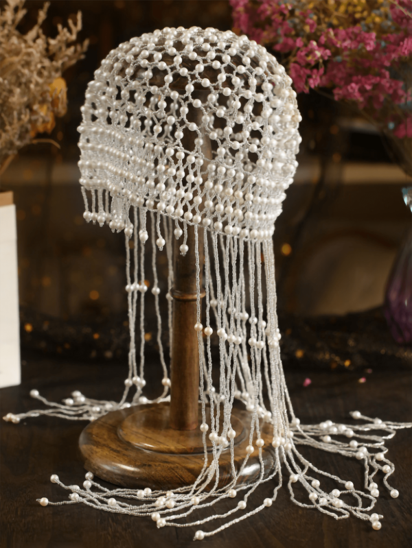 1 Peça Enfeite de Cabeça Elegante Vintage Feito à Mão Feminino com Detalhe Vazado, Decoração de Pérola e Borla Delicada, Para Noiva, Apresentação no Palco