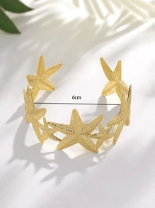 1pc Metal Fashionable Beach Style Ocean Animal Hand Bracelet, Adjustable Open Starfish Bracelet For Women, Versatile Daily And Street Wear Jewelry