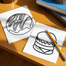 1本食物水果涂色书，卡通爱情图案涂色和涂鸦卡片，返校用品 - 彩色 - 查看 4