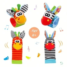 4PCS Baby Rattles Toys For 0-12 Month, Infant Girl Boy Toys For Babies 3-6 Months, Newborn Hand & Foot Toys For 0 To 9 Months, Baby Shower Gifts Set With Wrist Rattle Socks,6-12 Month Toys,Baby Rattle Toy,Newborn Baby Boy Toys